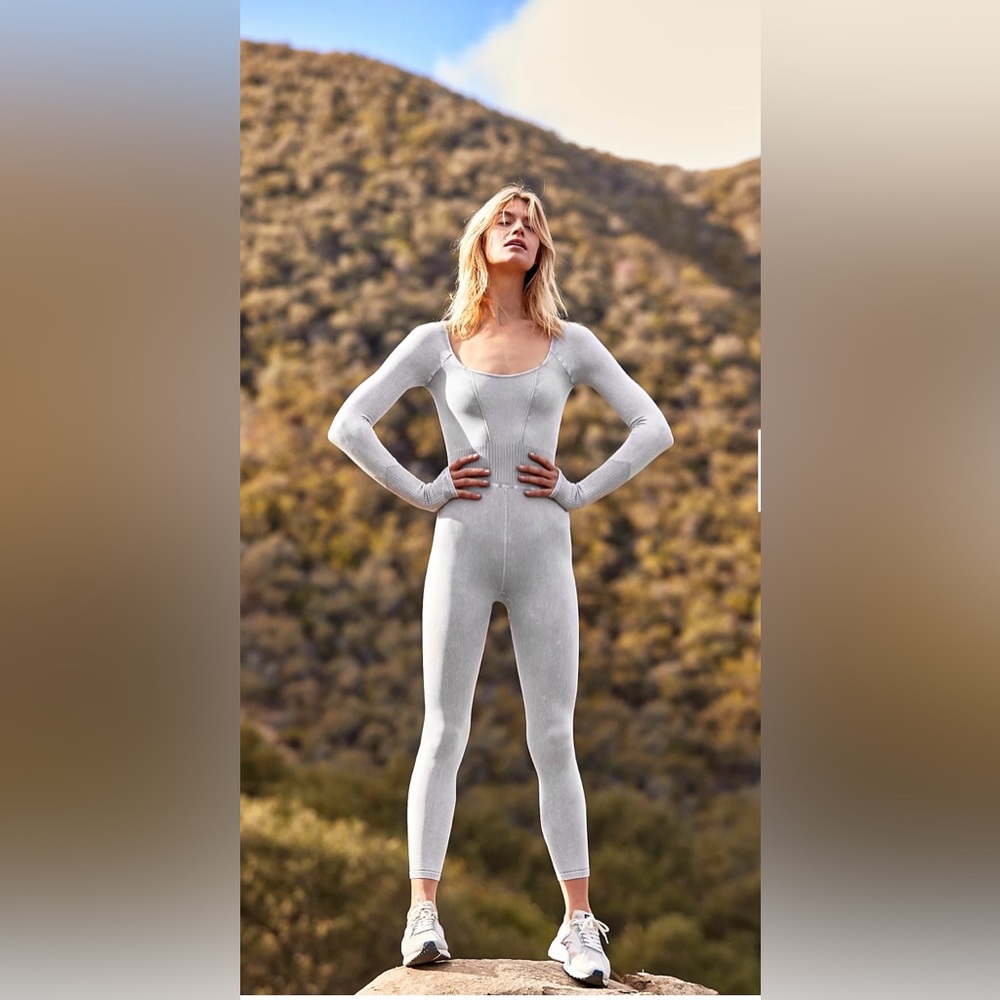 Free People Movement Good Karma Onesie in color baby blue